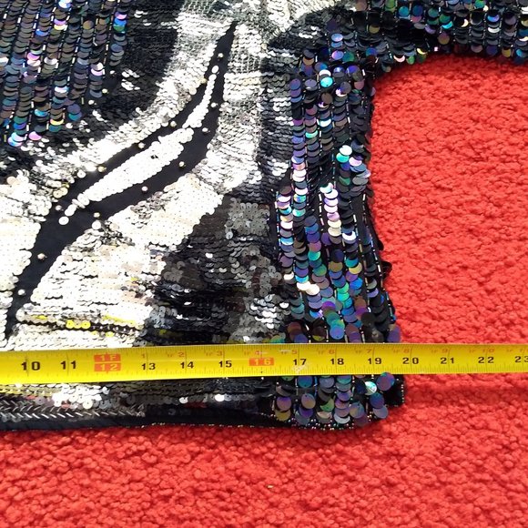 vintage 80s iridescent black silver sequin top NWOT - Picture 7 of 12